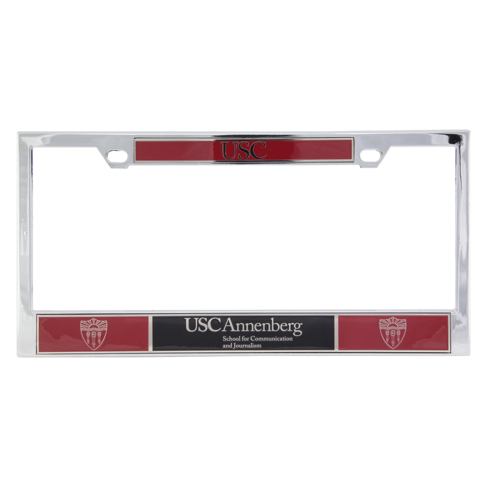 USC Shield Annenberg License Plate Frame Chrome by The U Apparel & Gifts image01